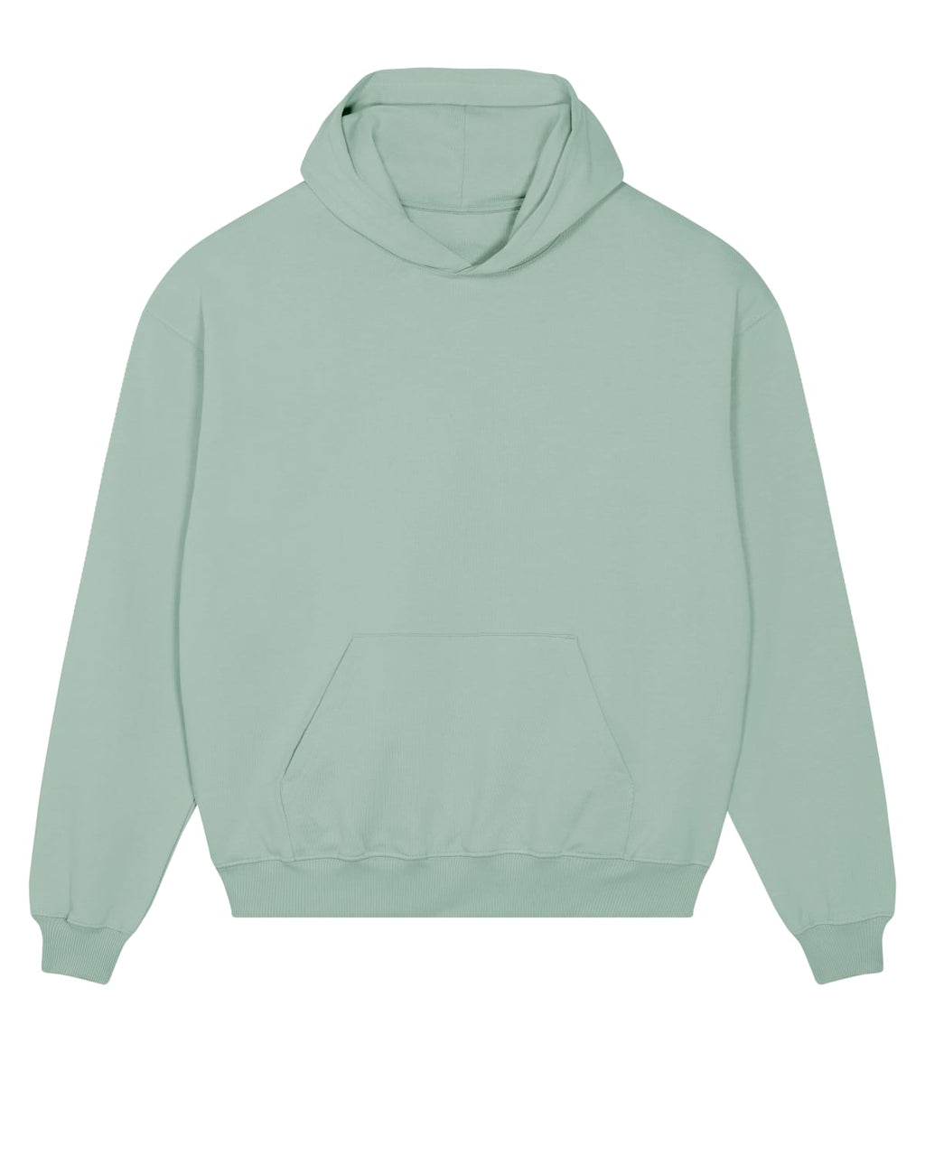 Schnittvorlage des Boxy Unisex-Hoodies – Vorderansicht in Soft Mint