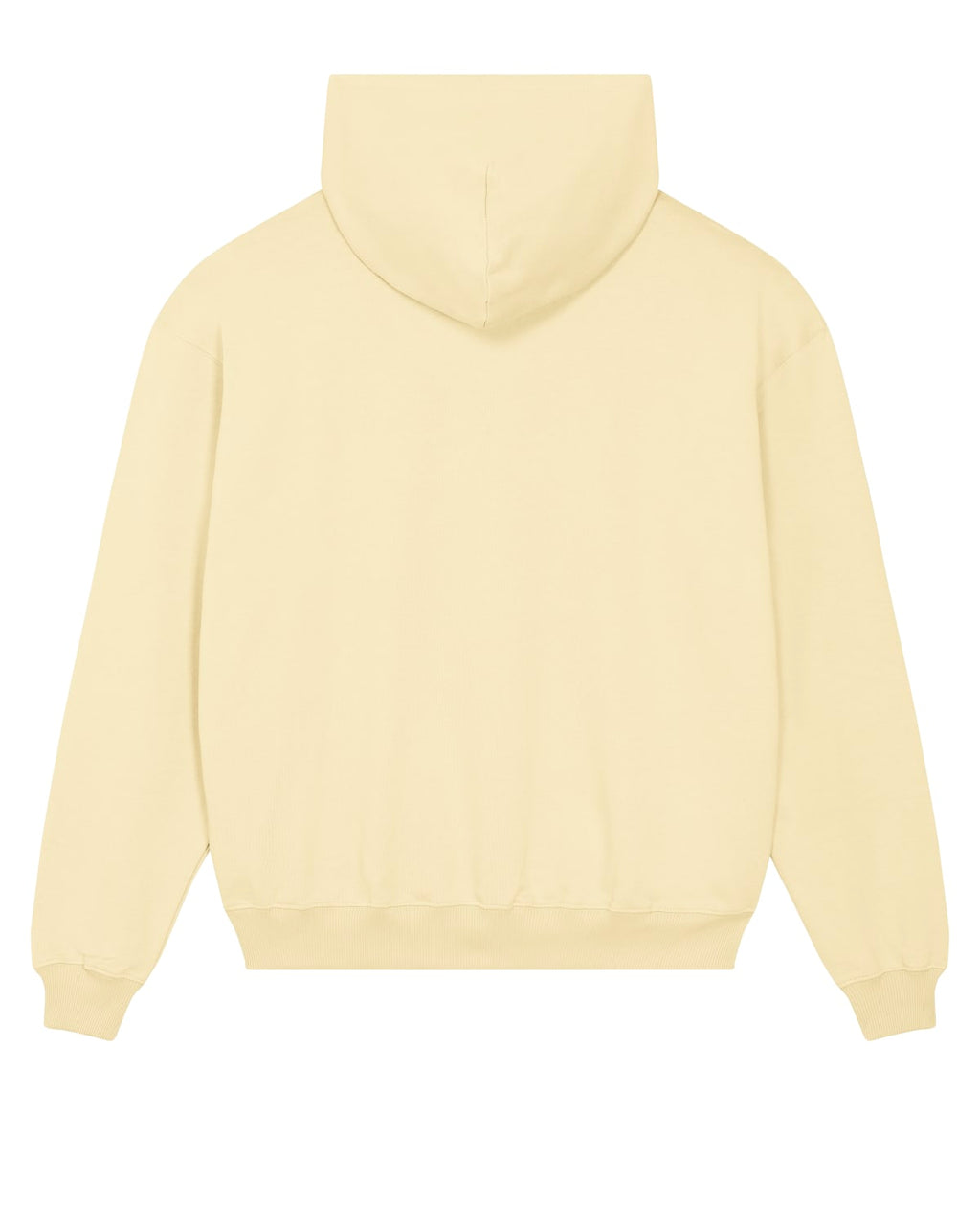 Schnittvorlage des Boxy Unisex-Hoodies – Rückansicht in Soft Yellow