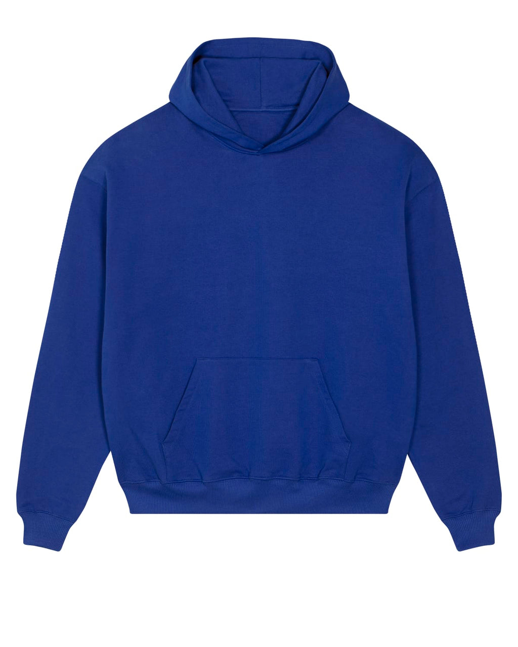 Herstellerbild des SARAH Boxy Unisex-Hoodies in Royal Blue – Vorderansicht und Passform