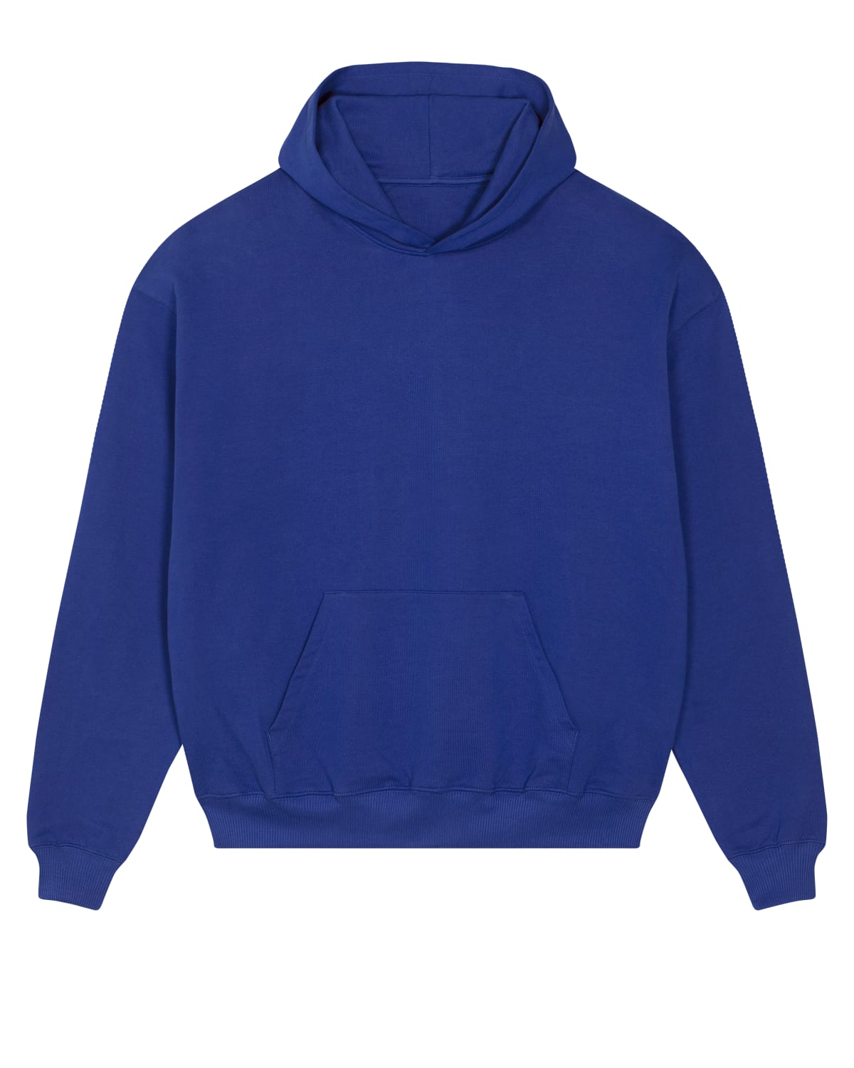 Herstellerbild des SARAH Boxy Unisex-Hoodies in Royal Blue – Vorderansicht und Passform