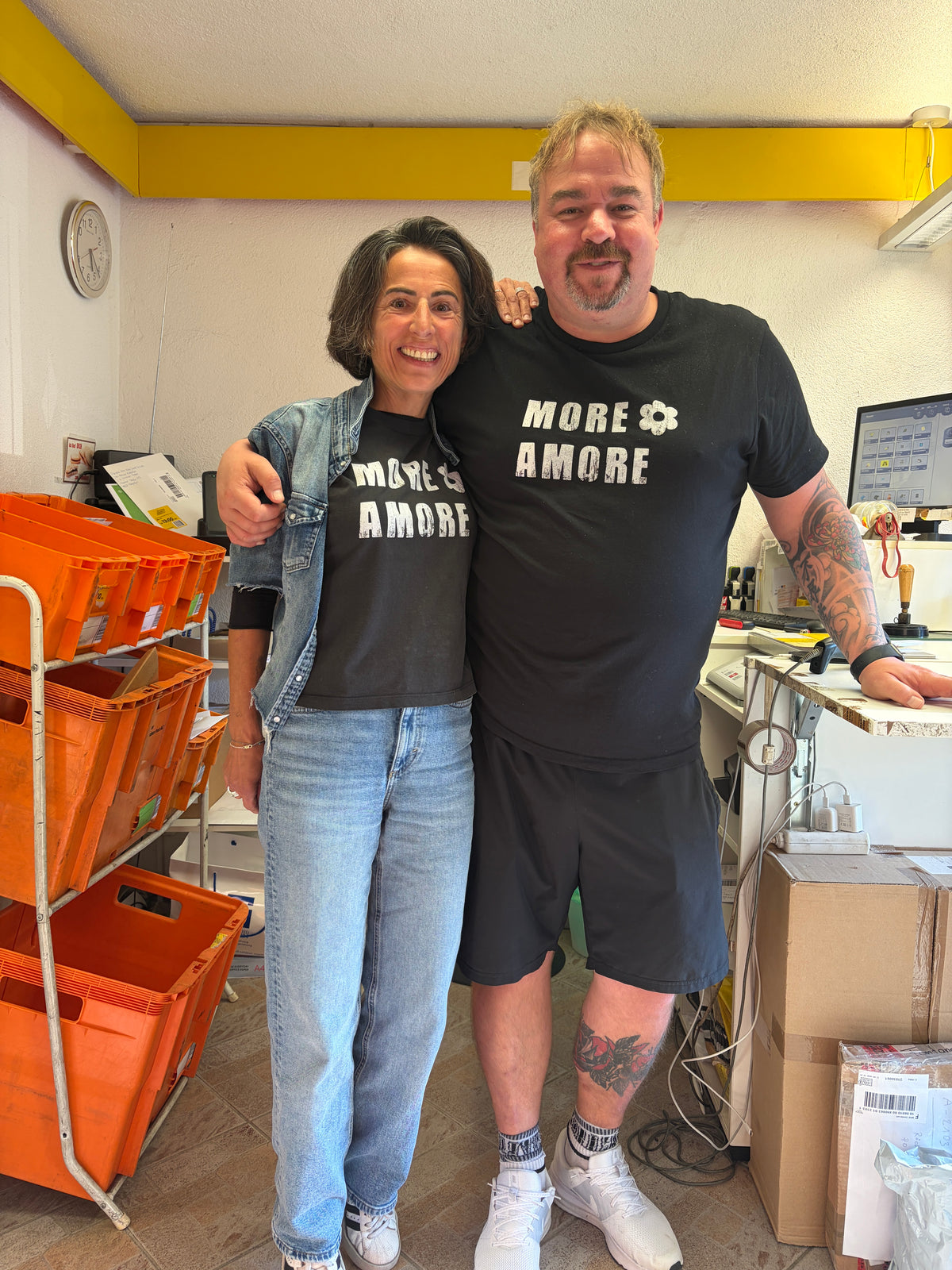 MARKUS – MORE AMORE Unisex T-Shirt – Black/Raw White
