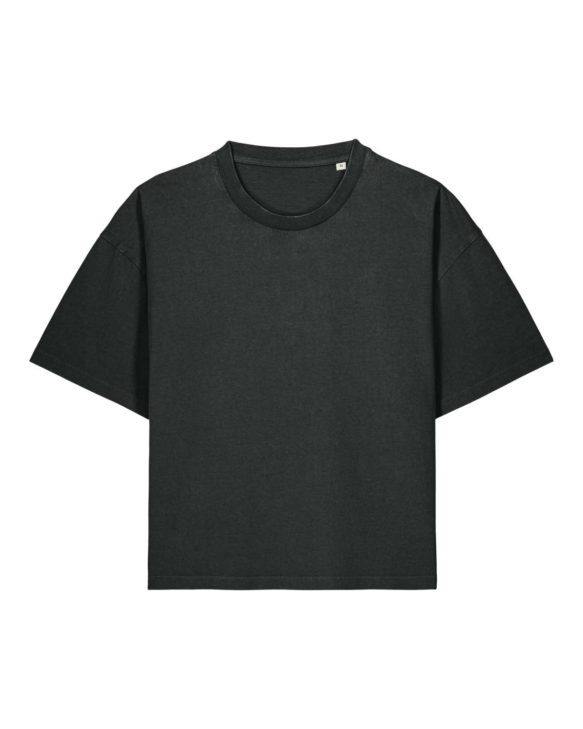 Schnitt- und Farbreferenz des Vintage Black Cropped T-Shirts – Vorderansicht