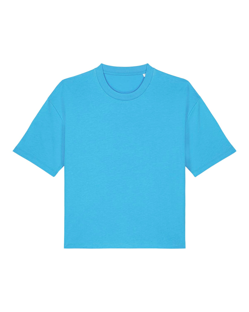 Schnittvorlage des MORE AMORE Cropped T-Shirts – Vorderansicht in Aqua Blue