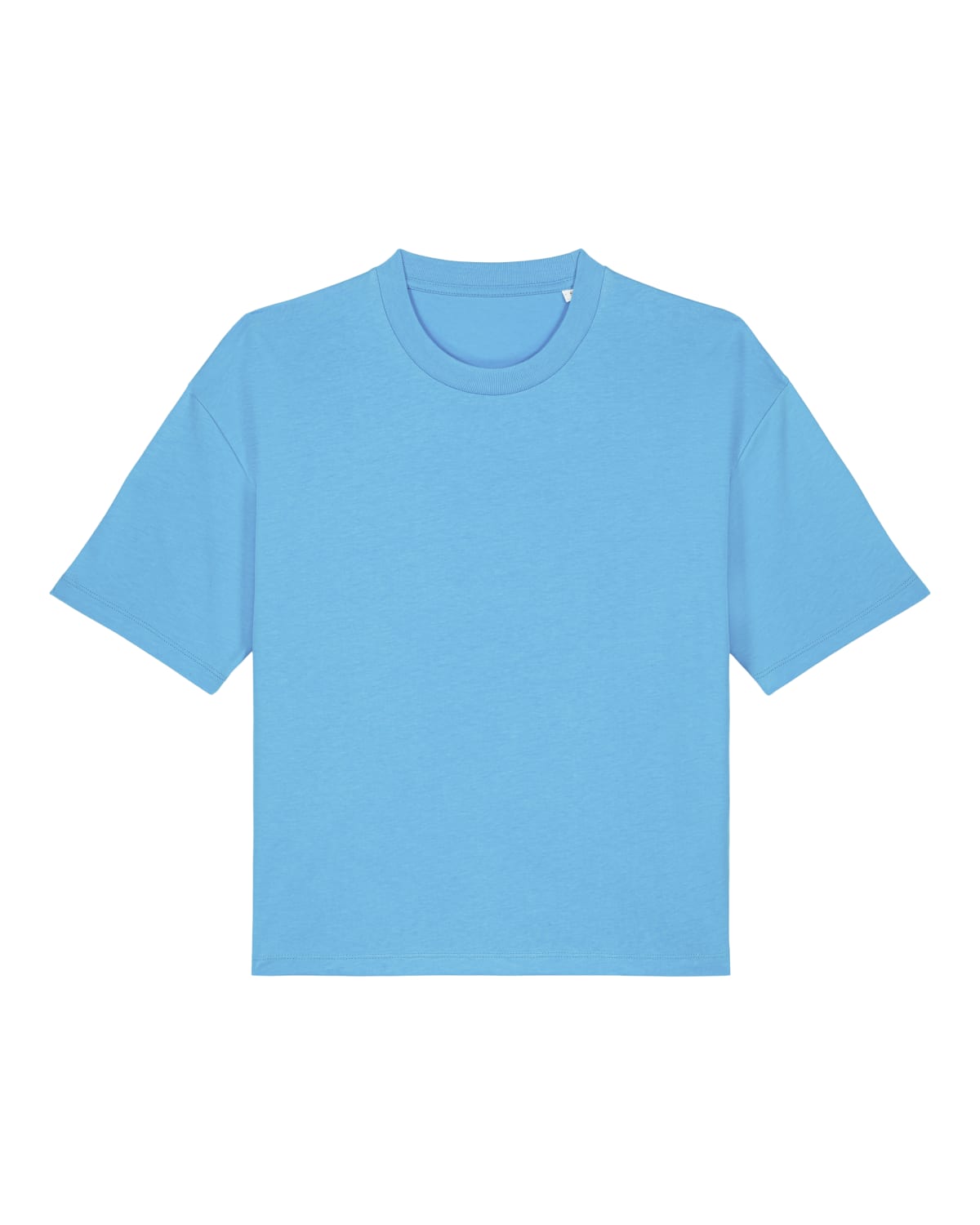 Schnittvorlage des MORE AMORE Cropped T-Shirts – Vorderansicht in Aqua Blue