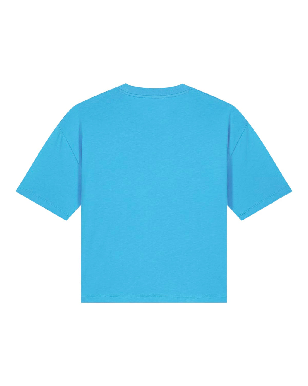 Schnittvorlage des MORE AMORE Cropped T-Shirts – Rückansicht in Aqua Blue