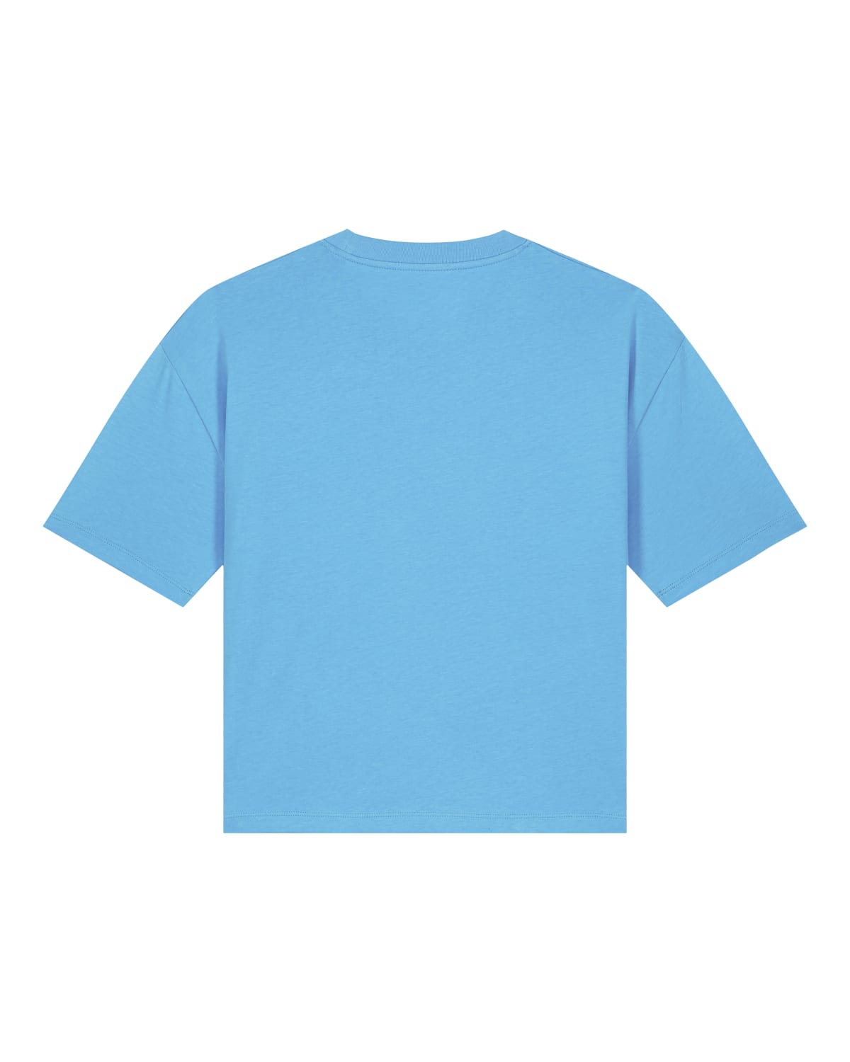 Schnittvorlage des MORE AMORE Cropped T-Shirts – Rückansicht in Aqua Blue