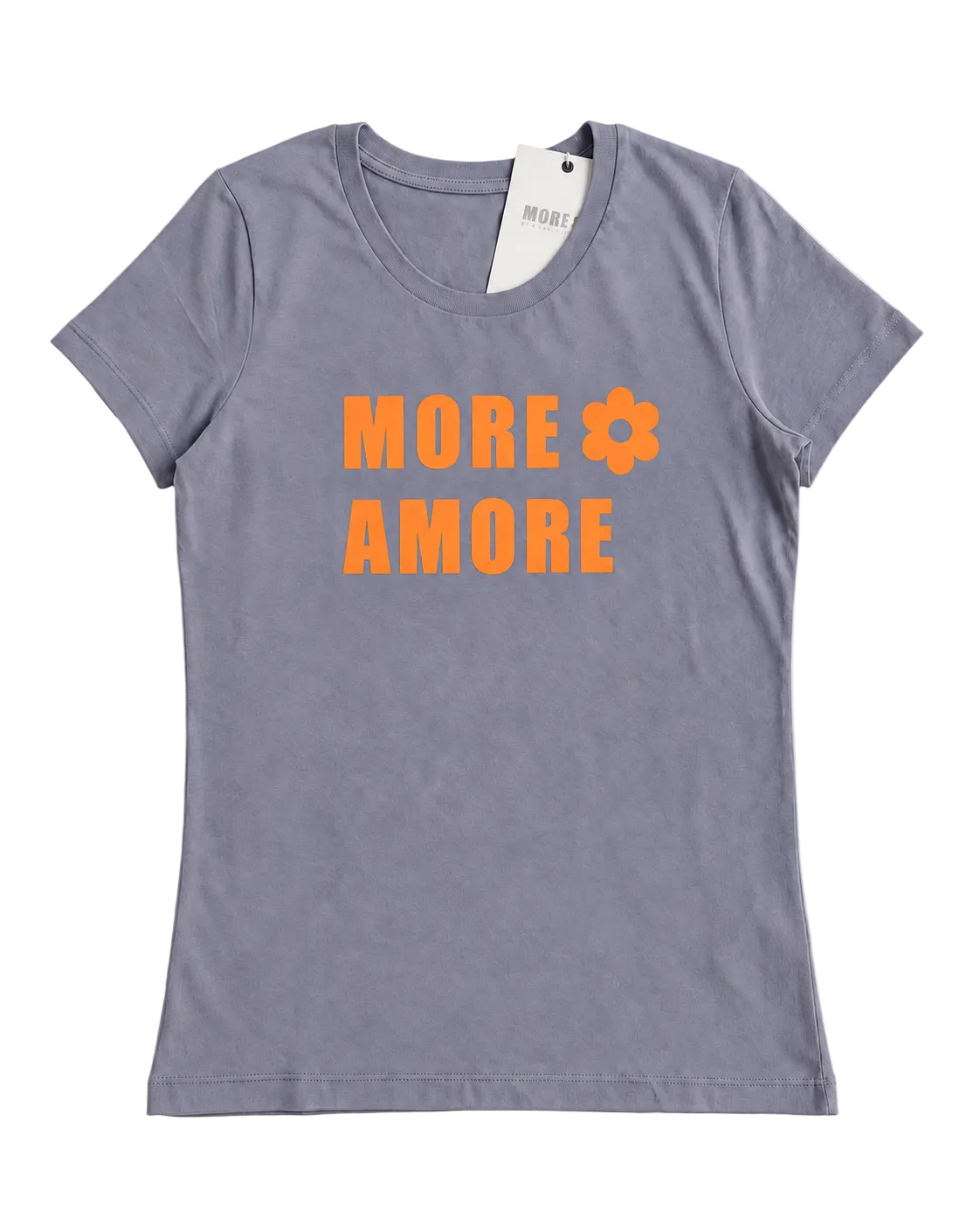 MORE AMORE Blue Grey Unisex T-Shirt ONE OF ONE – offene Vorderansicht