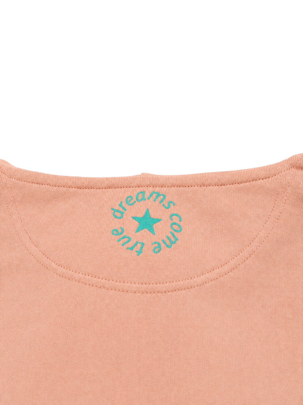 MORE AMORE Boxy Unisex-Hoodie Fraiche Peche/Turquoise – Backprint Detail