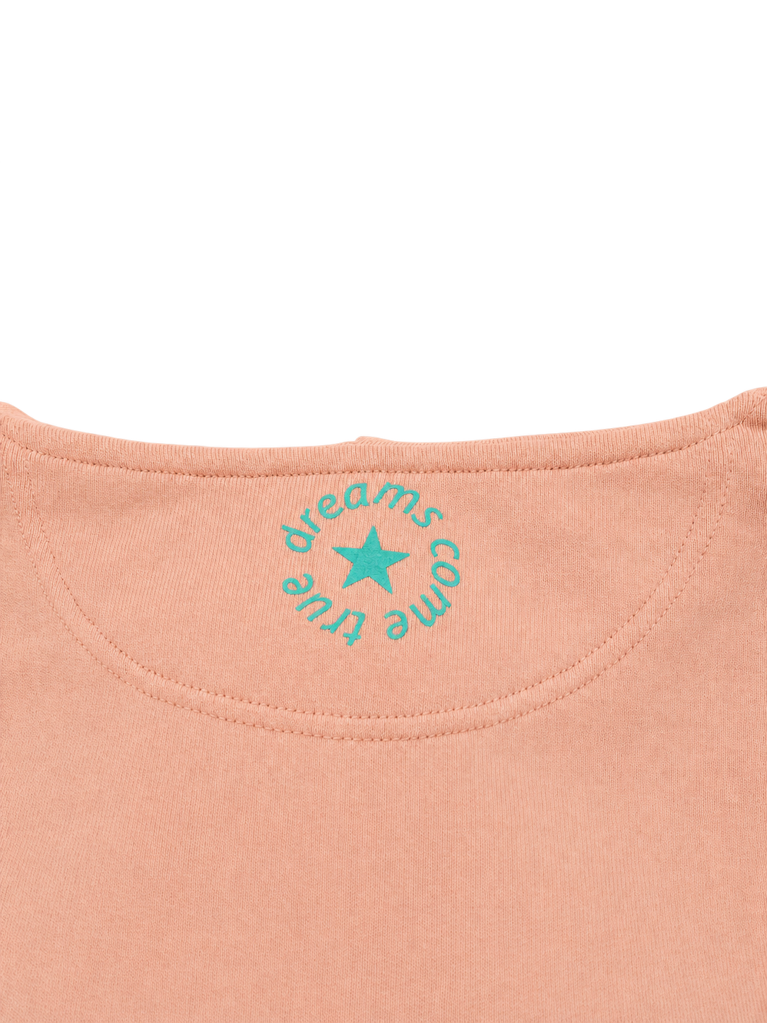 MORE AMORE Boxy Unisex-Hoodie Fraiche Peche/Turquoise – Backprint Detail