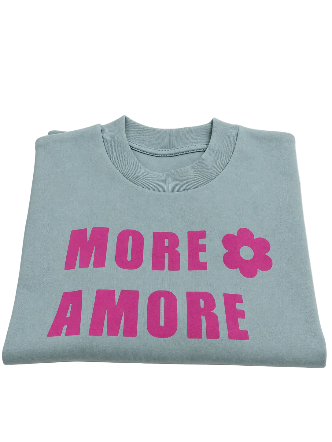 Gefaltetes MORE AMORE Heavyweight T-Shirt in Dusty Blue und Pink