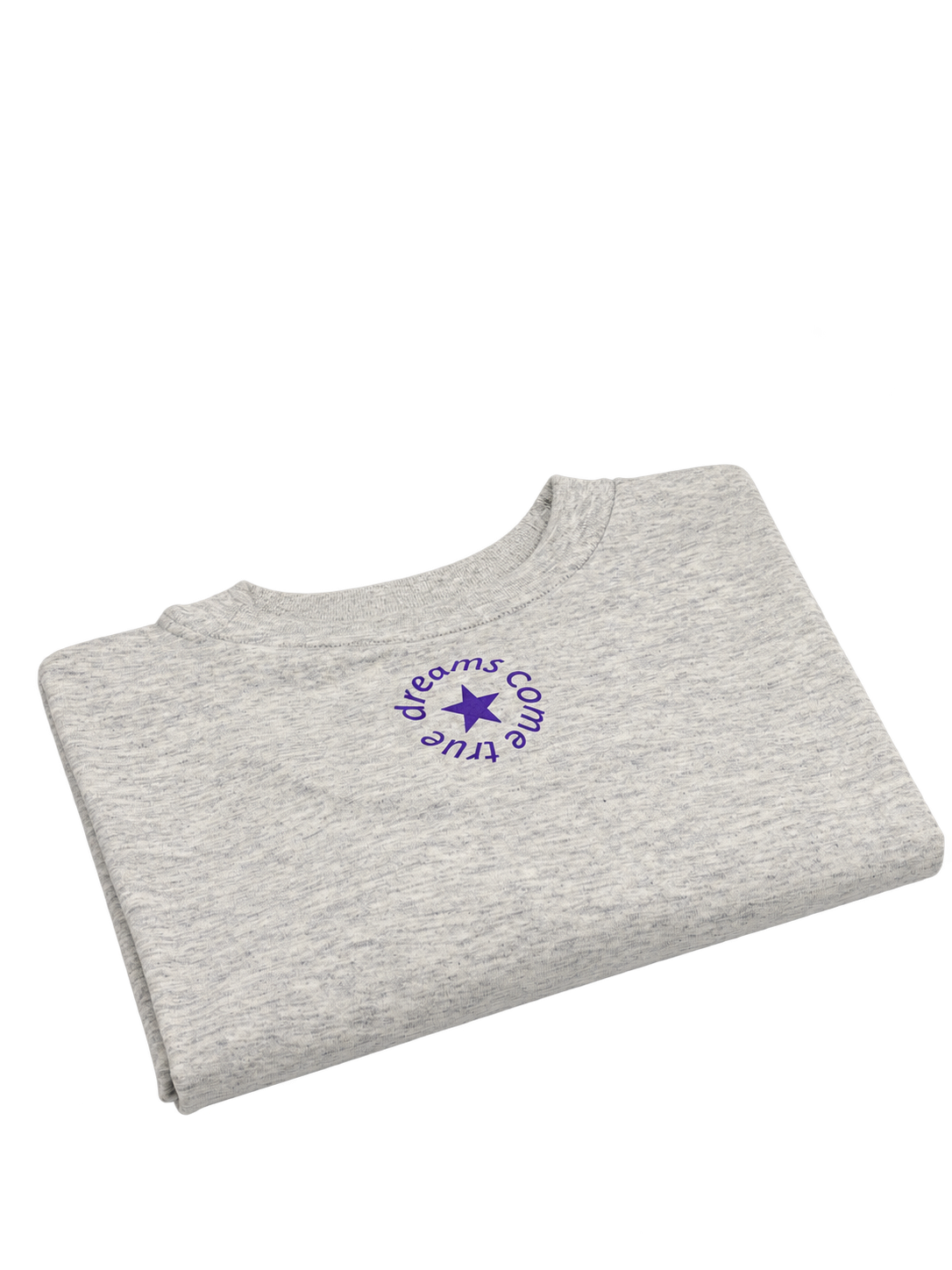 MORE AMORE Light Heather Grey Unisex T-Shirt – gefaltete Rückseite mit Purple Print