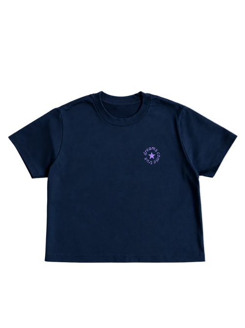 MORE AMORE Boxy T-Shirt Marine Blue – vollständige Vorderansicht