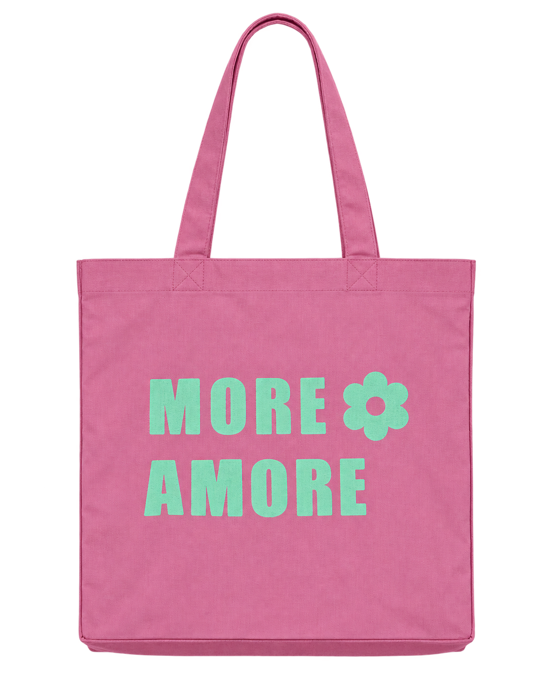 MORE AMORE Mid Tote Bag Bubble Pink Mint – Vorderseite mit Frontprint