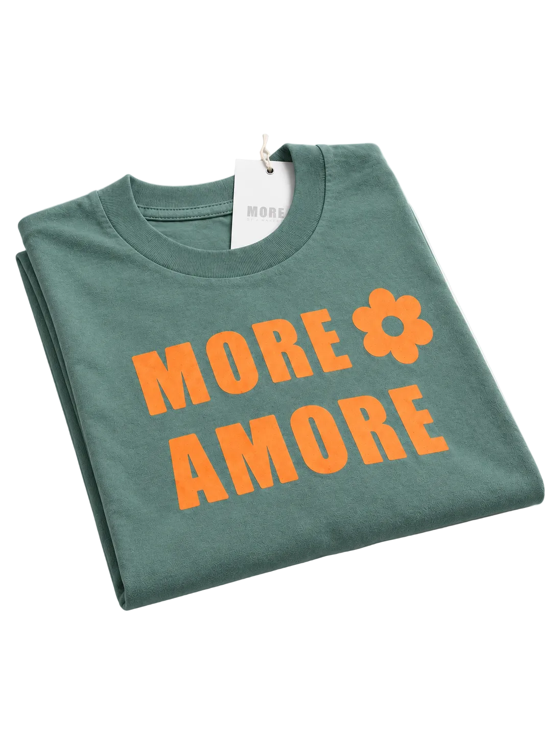 MORE AMORE Muted Sage Cropped T-Shirt – gefaltete Detailansicht