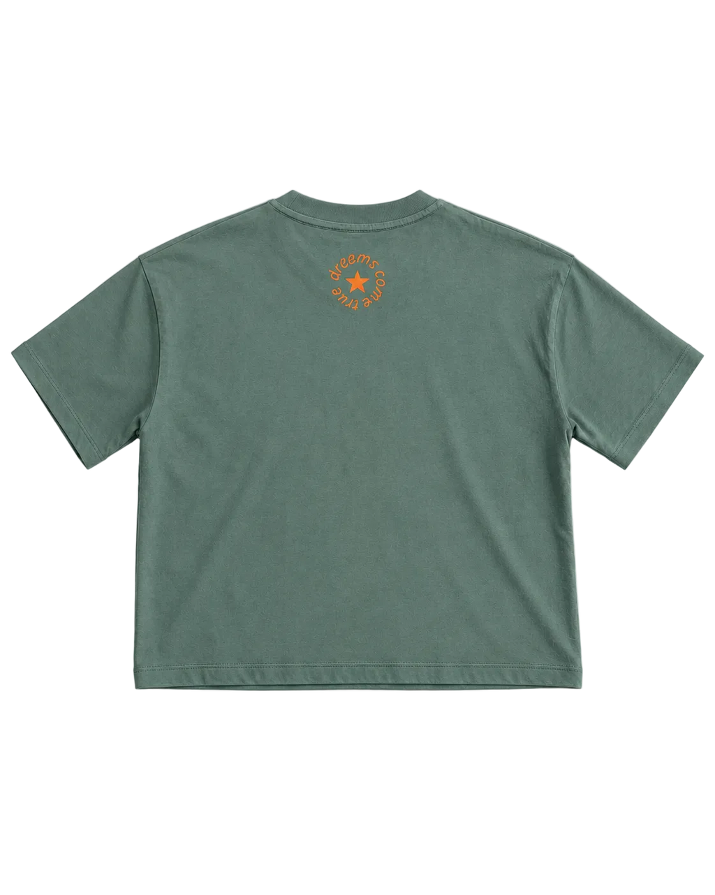MORE AMORE Muted Sage Cropped T-Shirt – offene Rückansicht