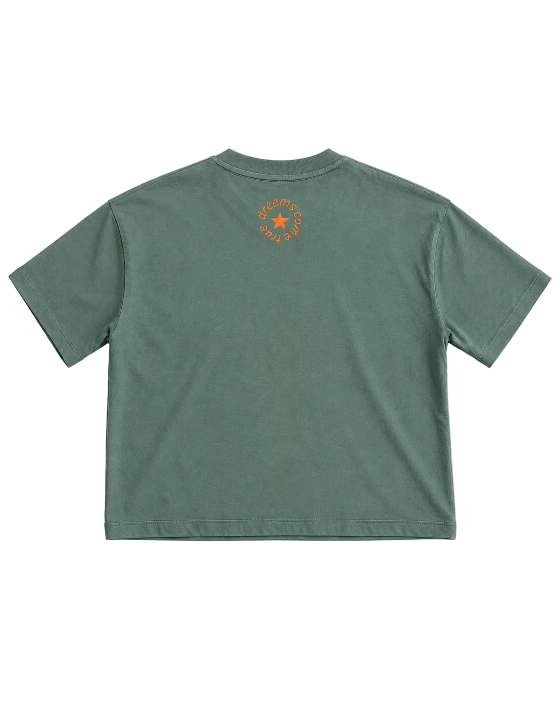 MORE AMORE Muted Sage Cropped T-Shirt – offene Rückansicht