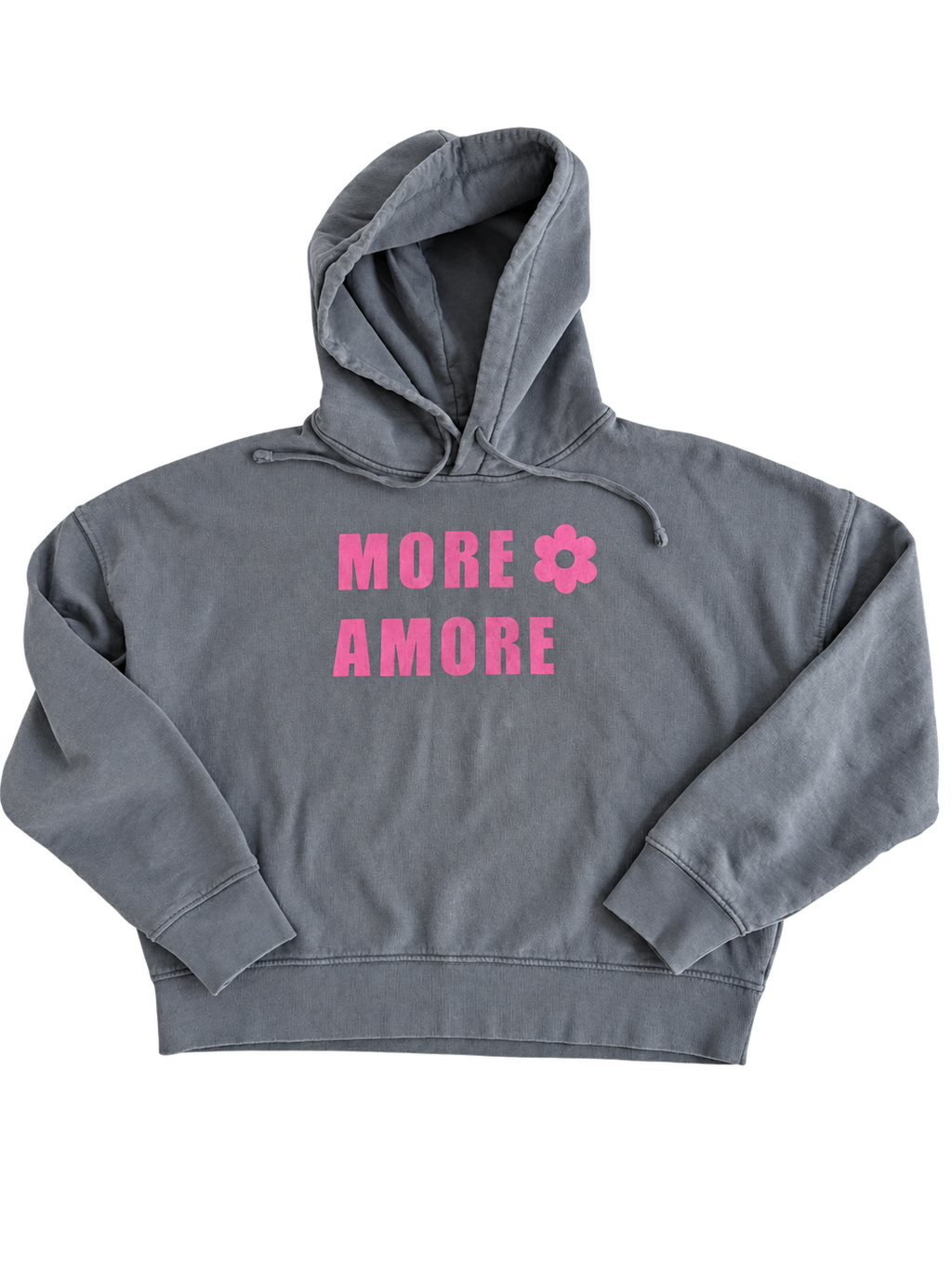 MORE AMORE Vintage Blue Pink Damen-Hoodie – Vorderseite mit Frontprint