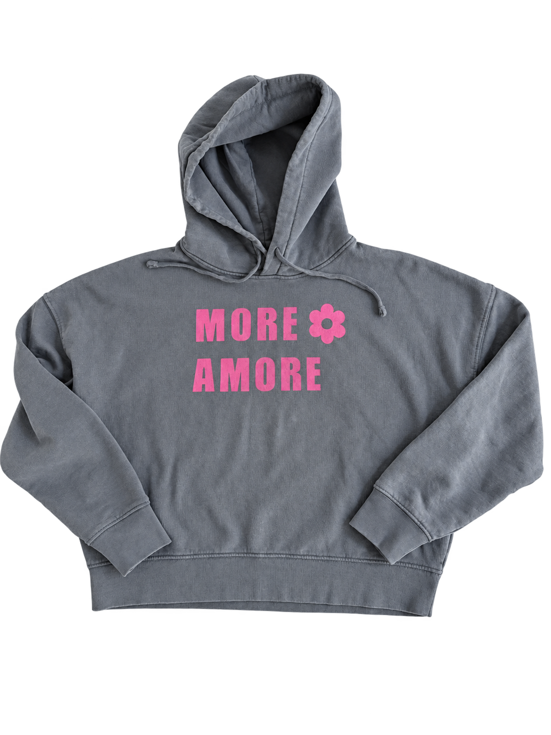MORE AMORE Vintage Blue Pink Damen-Hoodie – Vorderseite mit Frontprint