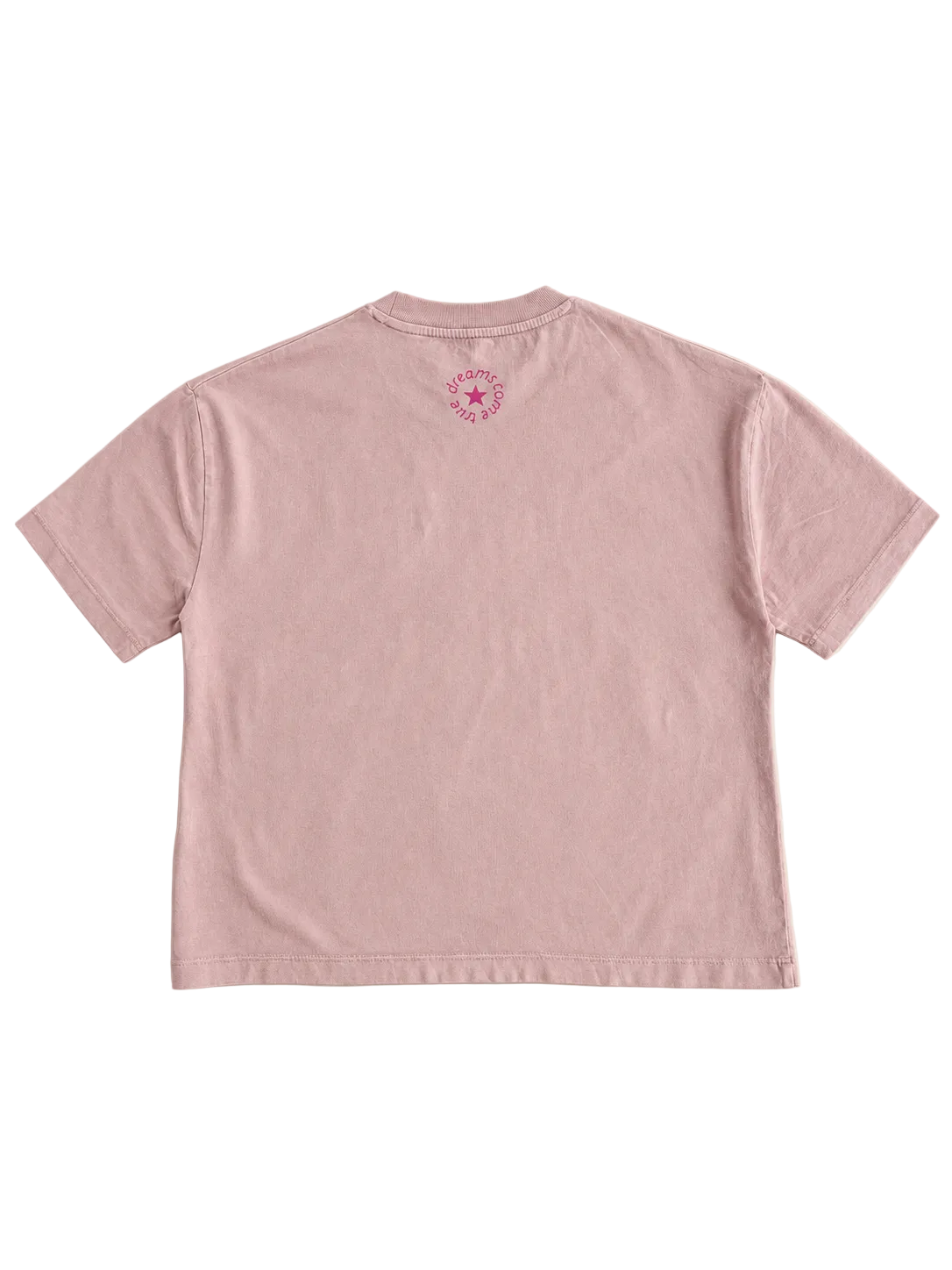 MORE AMORE Vintage Blush Cropped T-Shirt – Rückansicht mit Pink Nackenprint