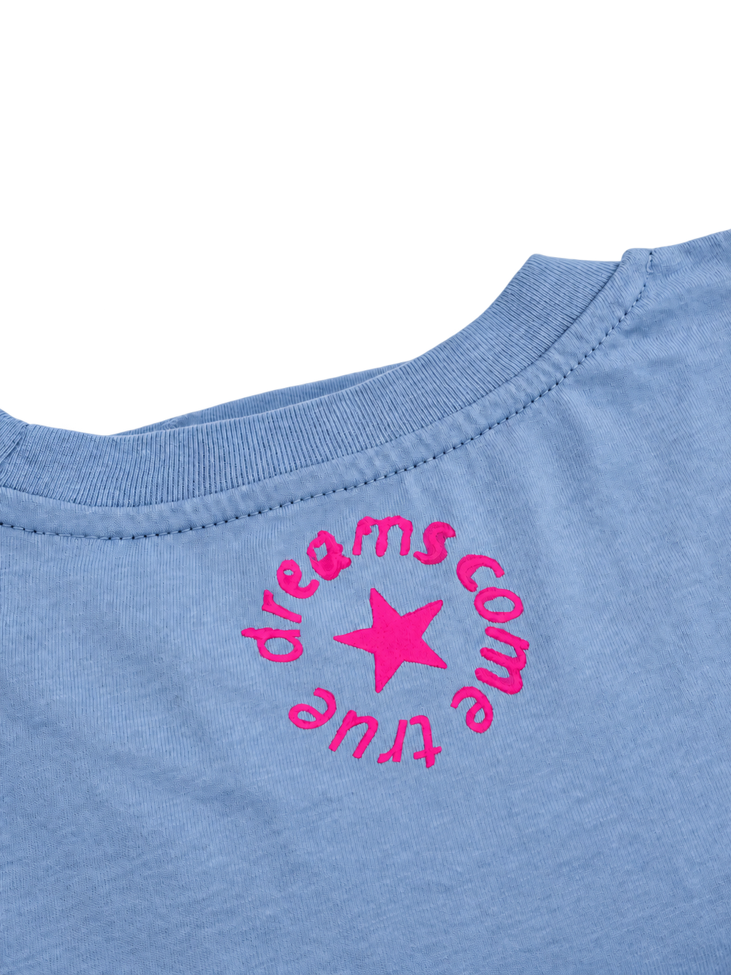 MORE AMORE Vintage Sky Blue ONE OF ONE T-Shirt – Nackenprint Detail